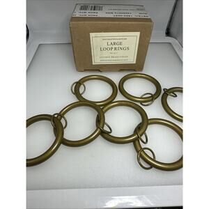 Restoration Hardware Antique Brass 7 Large Loop Curtain Rings New